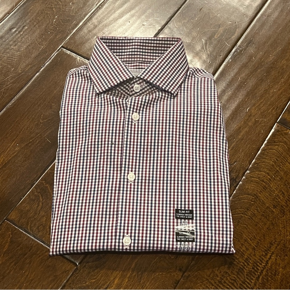 Michael Kors Red and Blue Checkered Button Down Shirt